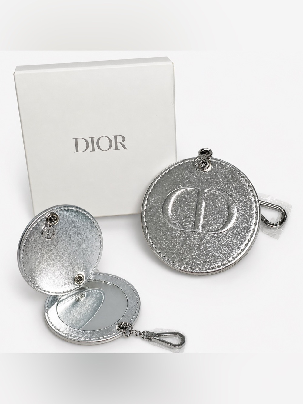 Dior Silver CD Logo Pocket Mirror Keychain / Gift with Purchase